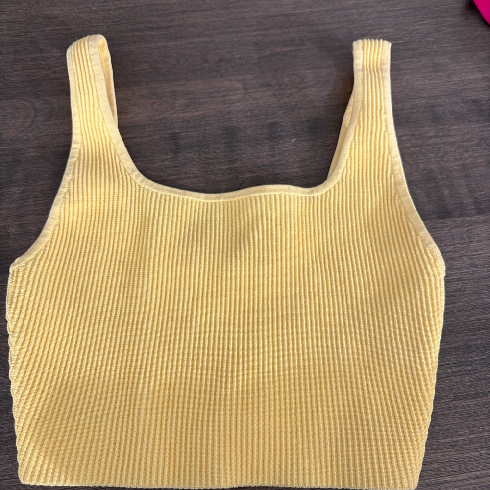 Babaton Yellow Ribbed Tank Top